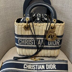 Lady Dior Woven Oblique Jacquard Top Handle Bag